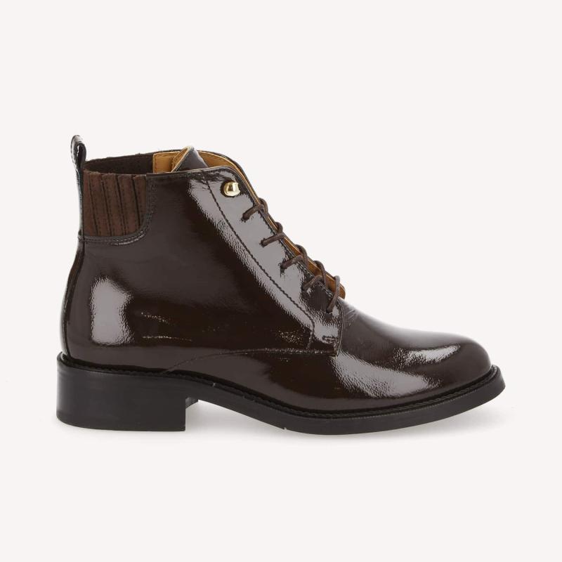 CANDIDE DESERT BOOTS - W.PATENT/SUEDE -  CHOCOLAT